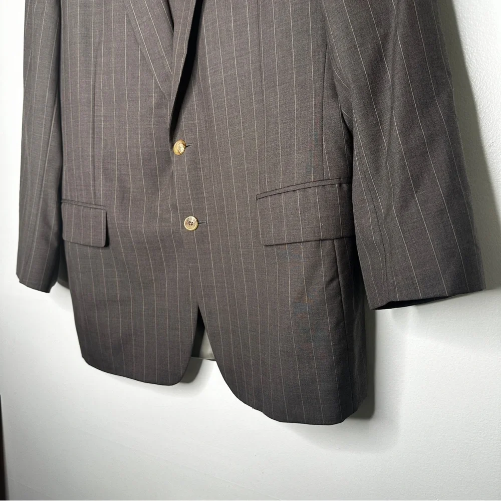 Vintage Paul Stuart Suit Set Blazer and Pants Brown Pin Striped Rolled‎ Pants